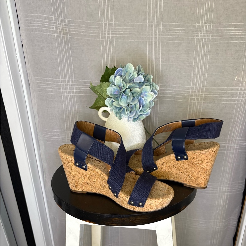 Stylish Navy Wedge Sandals